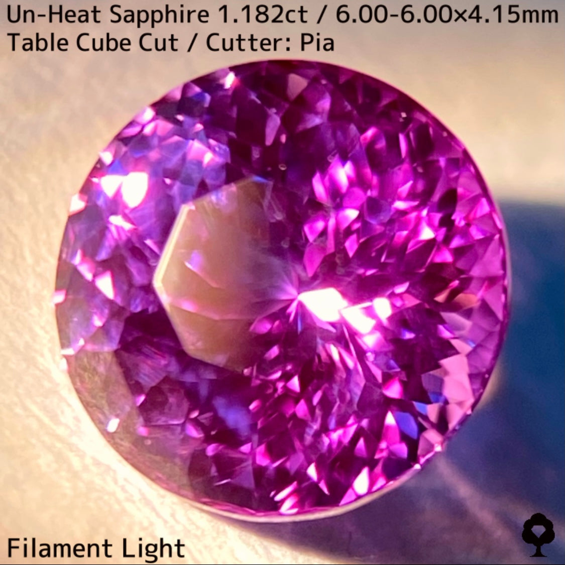 1.182ct unheated Sri Lankan sapphire ★ Flower cut in full bloom with blazing purple and pink