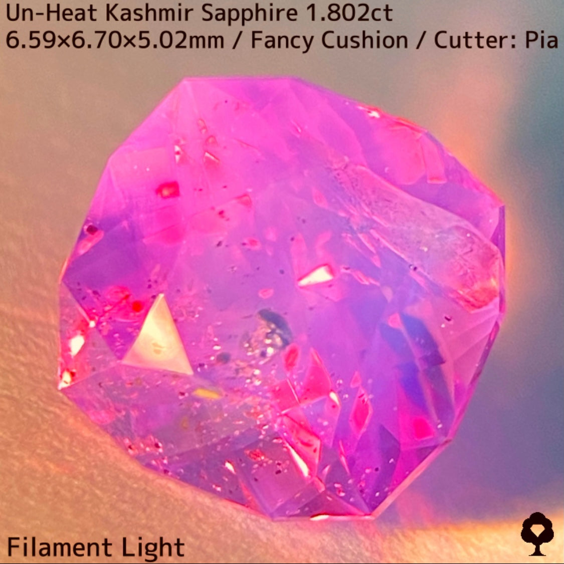 Unheated Kashmir sapphire from Pakistan 1.802ct ★ Enjoy this rare Kashmir masterpiece in a variety of light sources