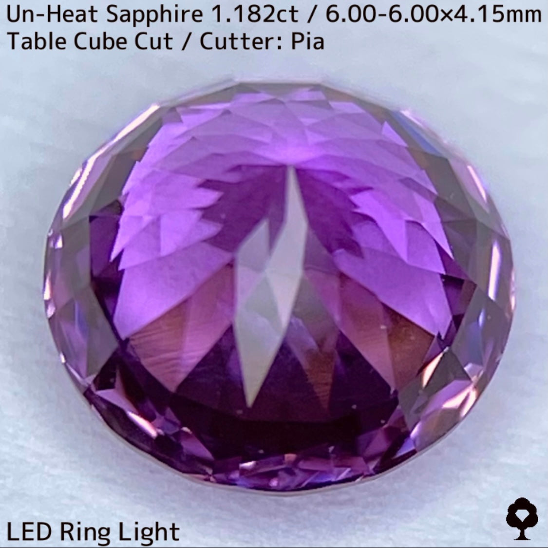 1.182ct unheated Sri Lankan sapphire ★ Flower cut in full bloom with blazing purple and pink