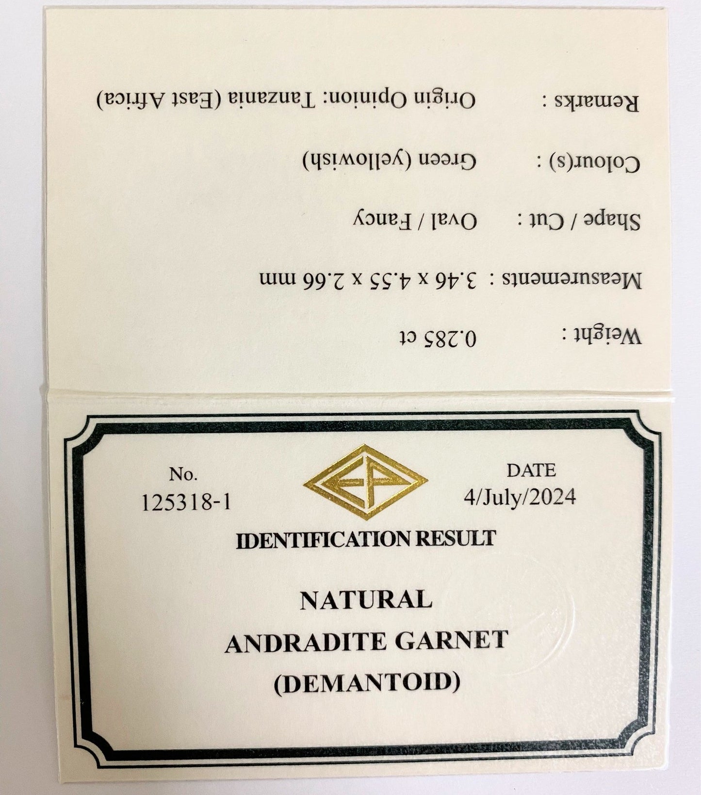 Andradite(Demantoid)0.285ct / Tanzania / New cut