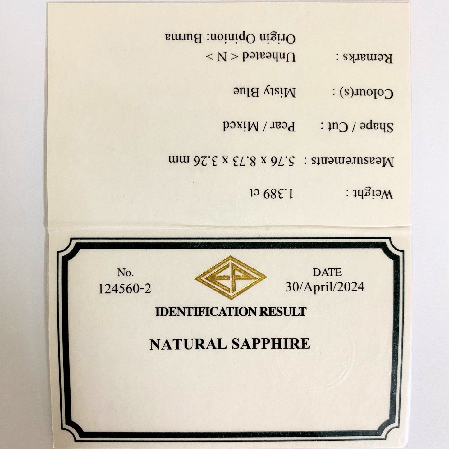 Un-Heat Sapphire 1.389ct / Burma