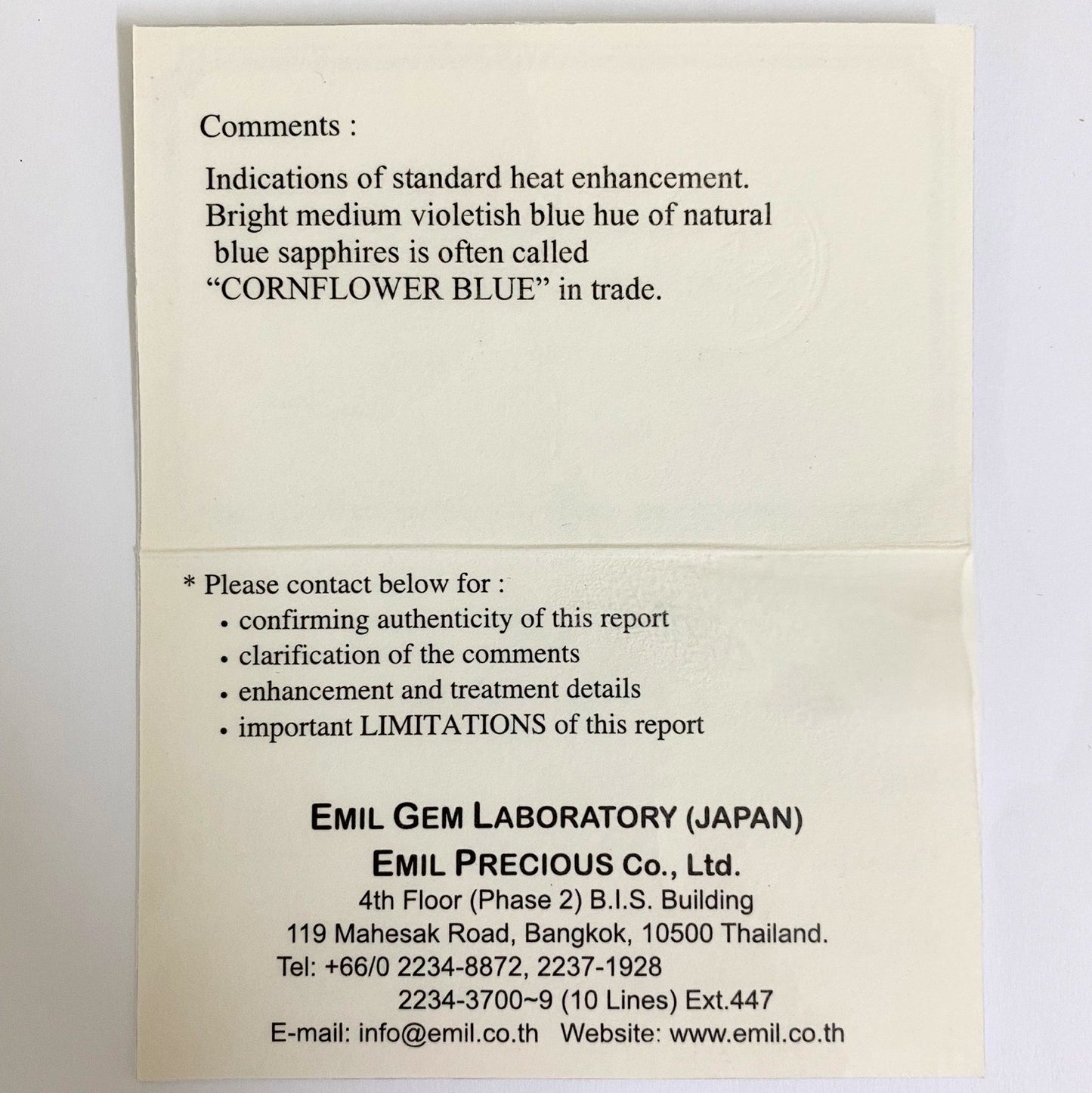 Cornflower Blue Sapphire 0.712ct / Burma