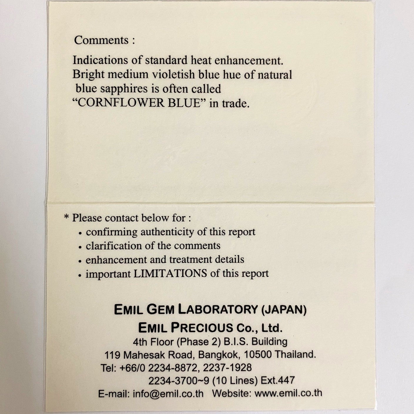 Cornflower Blue Sapphire 0.695ct / Burma