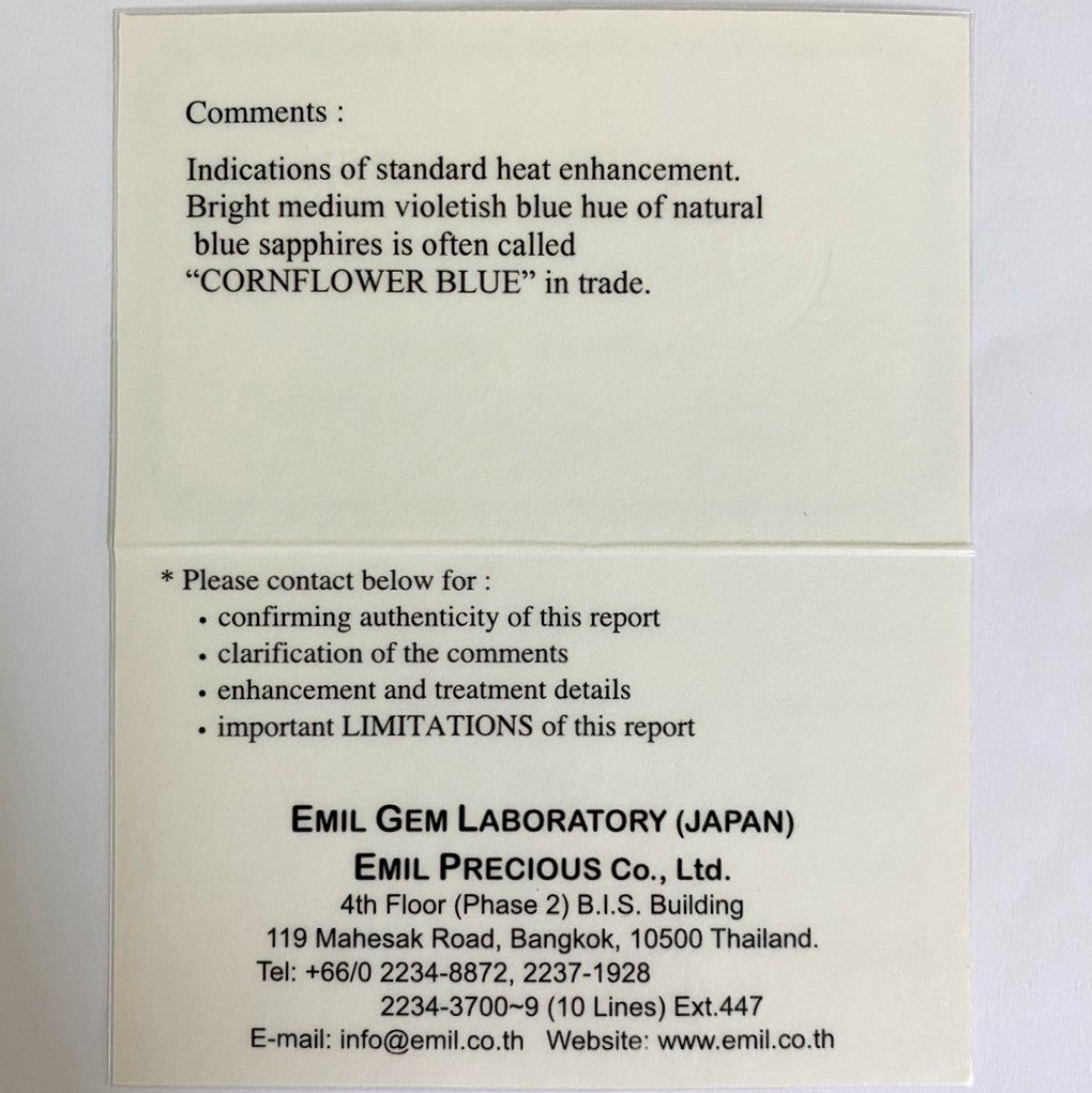 Cornflower Blue Sapphire 0.590ct / Burma