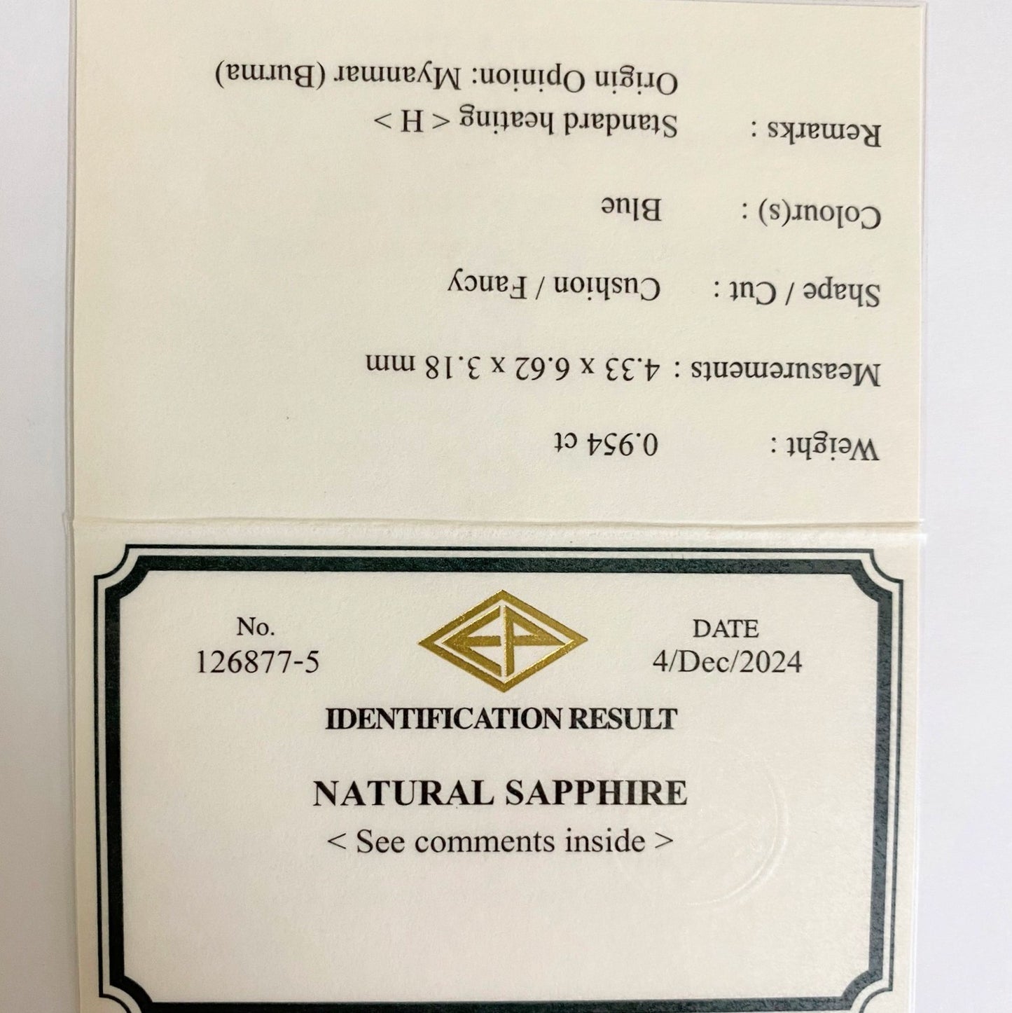 Royal Blue Sapphire 0.954ct / Burma