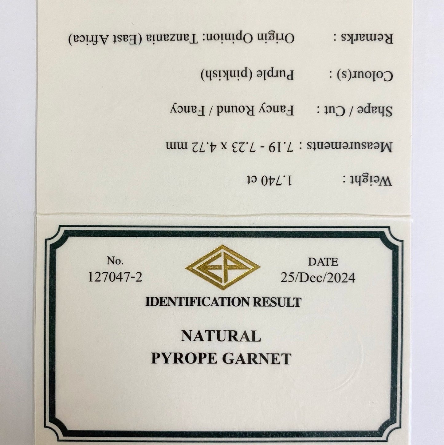 Pyrope Garnet 1.740ct