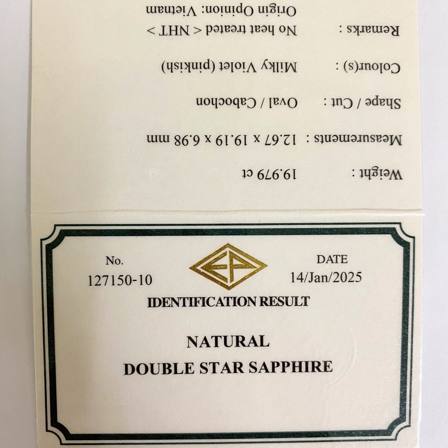 Un-Heat Double Star Sapphire 19.979ct / Vietnam