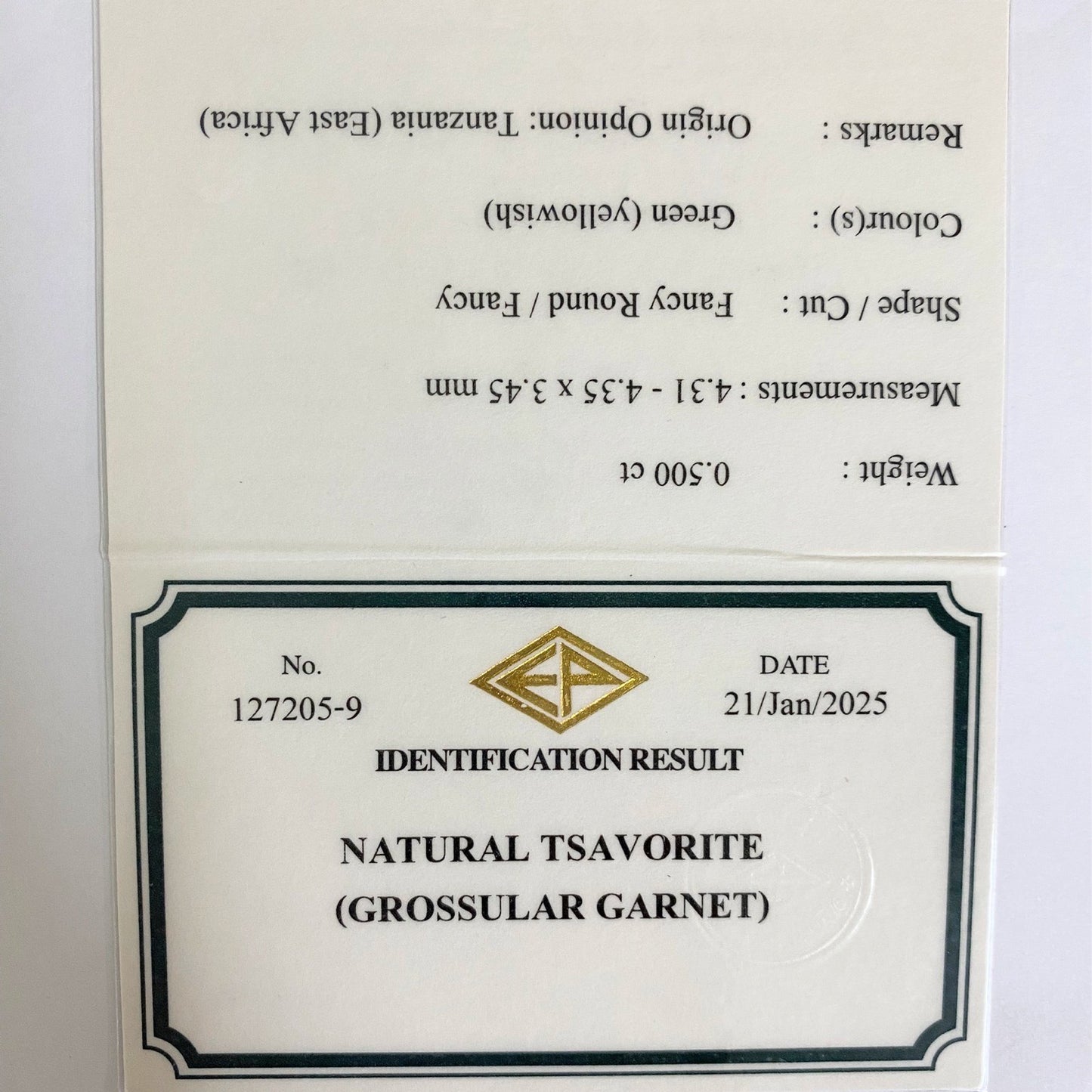 UV Change Tsavorite 0.500ct / Tanzania