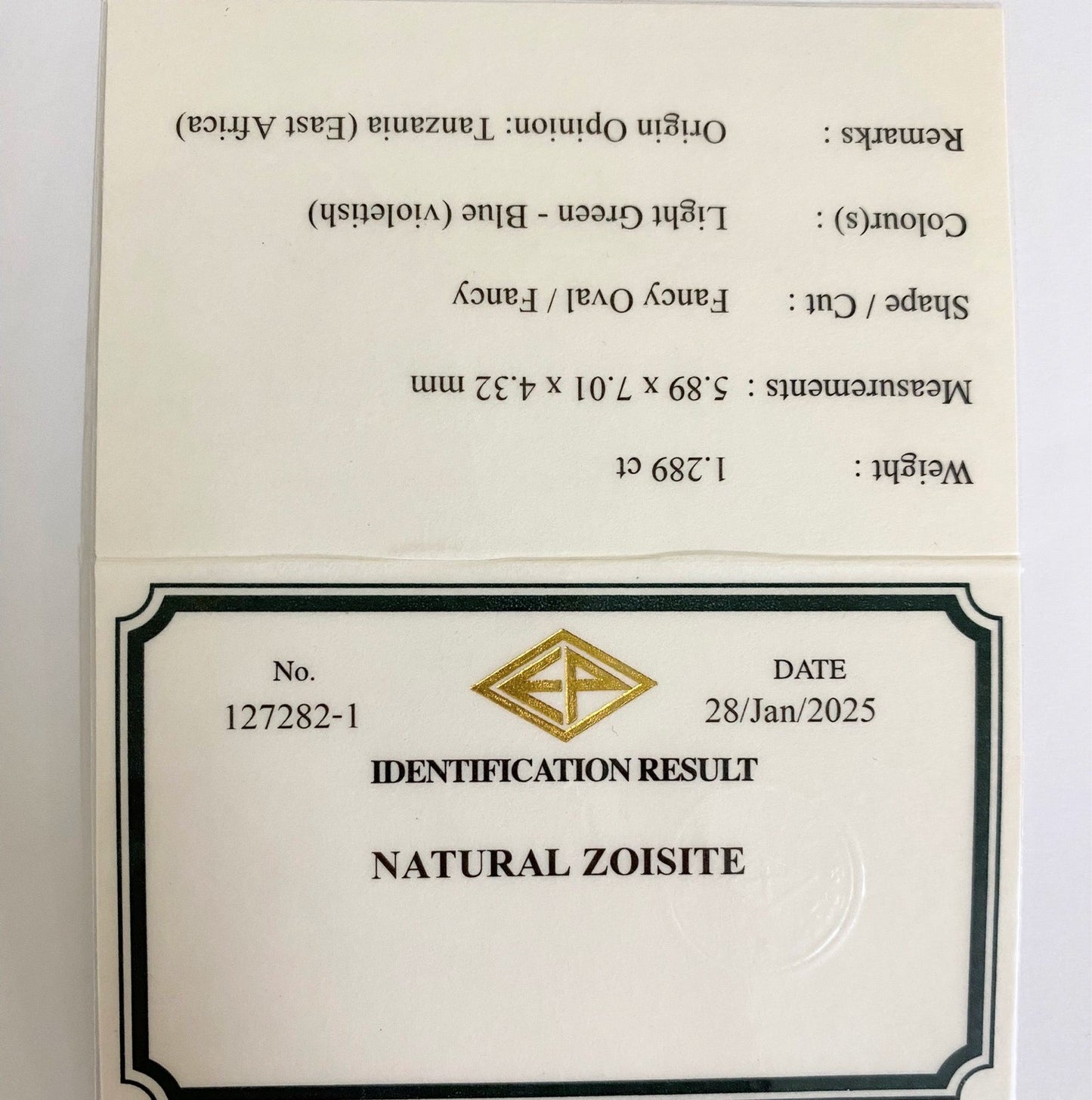 Un-Heat Zoisite 1.289ct
