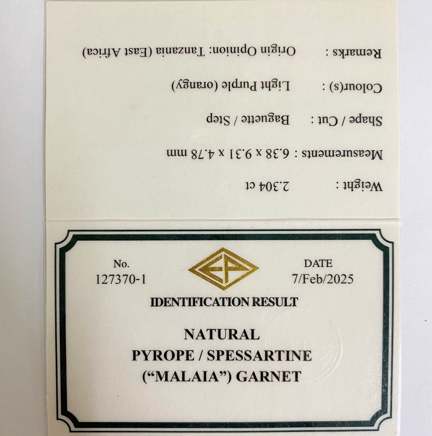 【One Price】Malaya Garnet 2.304ct