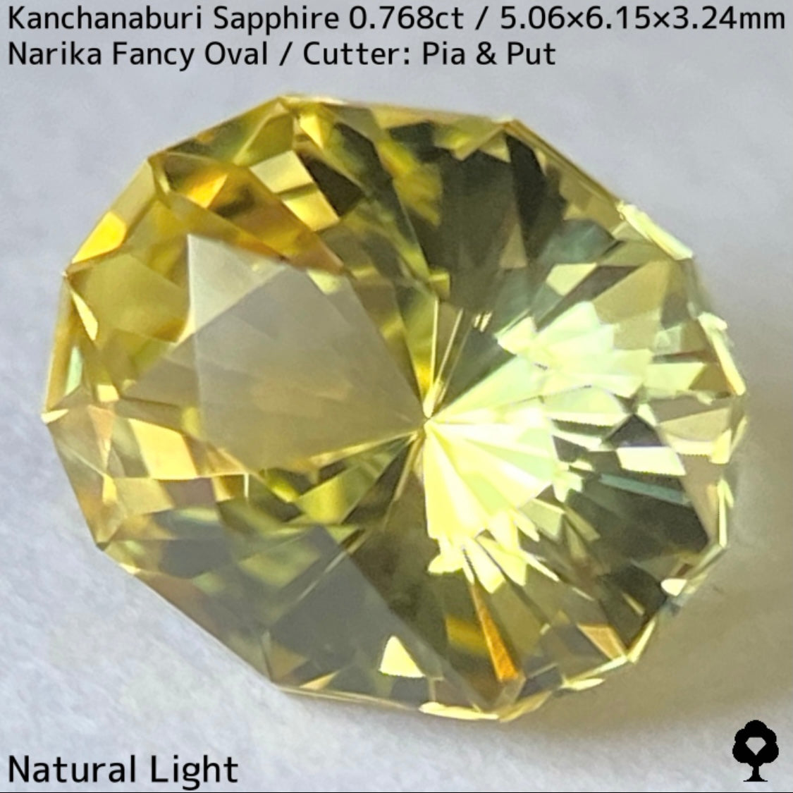 Kanchanaburi sapphire 0.768ct ★ Narika cut with a light gold sparkle and a hint of greenish