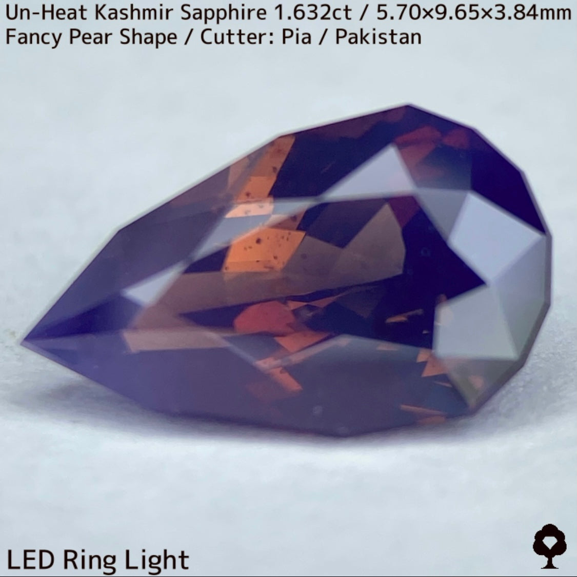 1.632ct unheated Kashmir sapphire from Pakistan ★ A beautiful gem with orange sparkle and blue bleed into fuchsia purple