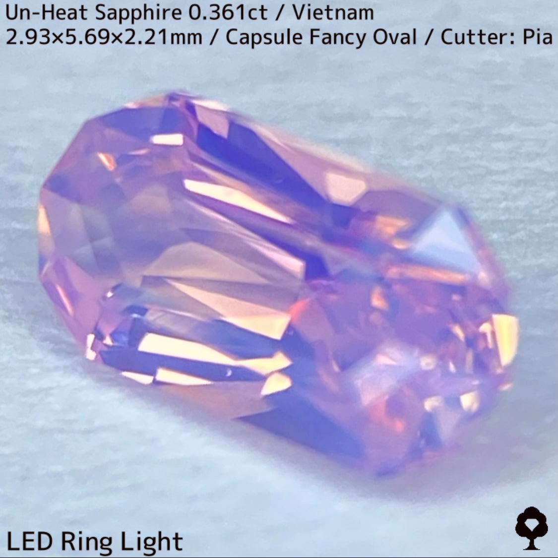 ベトナム産非加熱サファイア0.361ct★シルキーパープリッシュピンクとシルキーイエローのほんのりバイカラーが可愛い