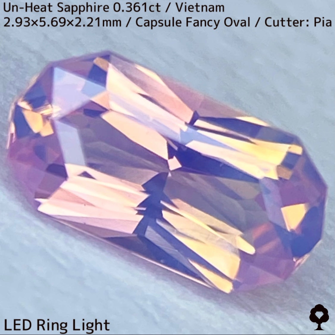 ベトナム産非加熱サファイア0.361ct★シルキーパープリッシュピンクとシルキーイエローのほんのりバイカラーが可愛い