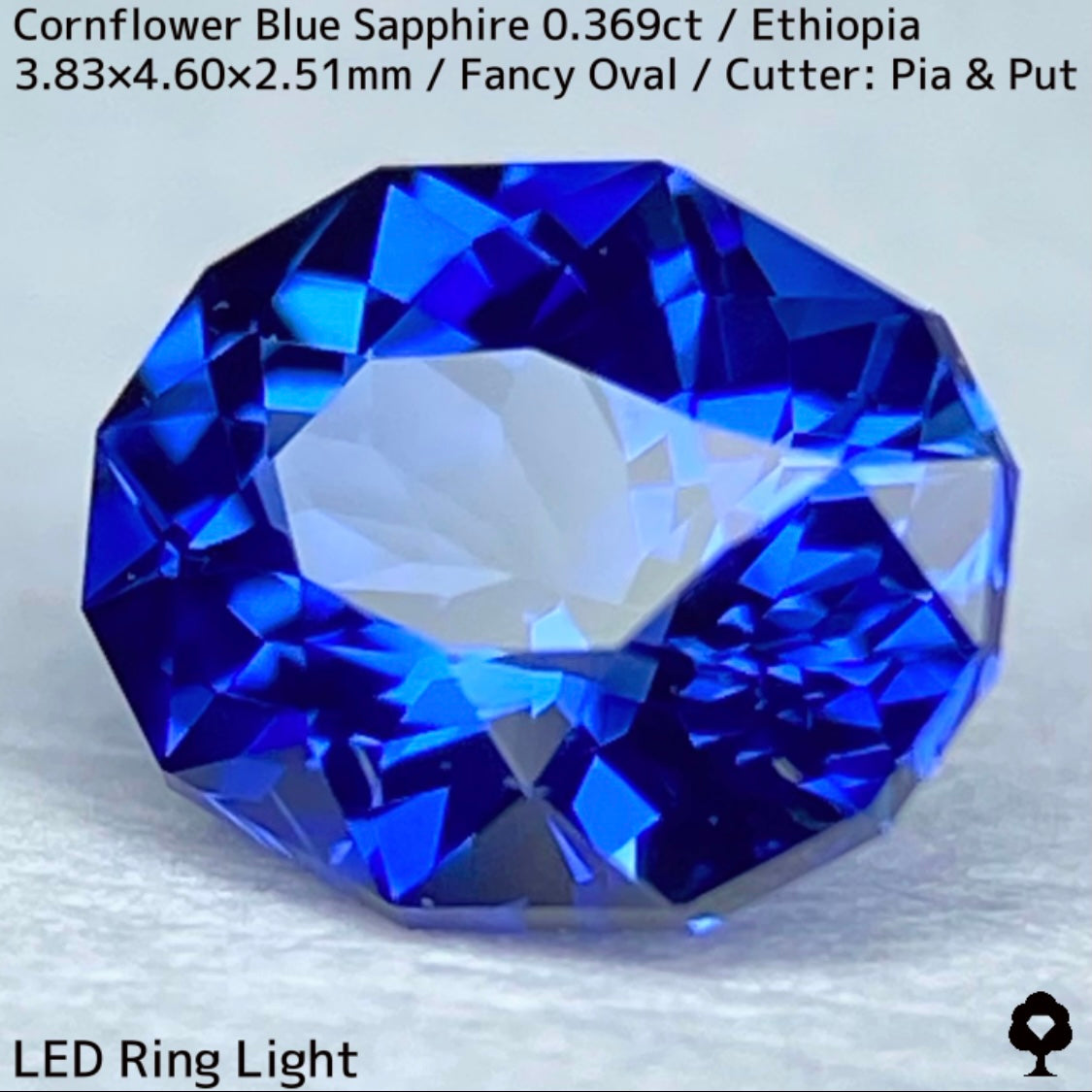 Ethiopian cornflower blue sapphire 0.369ct ★ Vivid and gorgeous, clear, beautiful crystal cut ★ Comes with 0.88ct rough stone