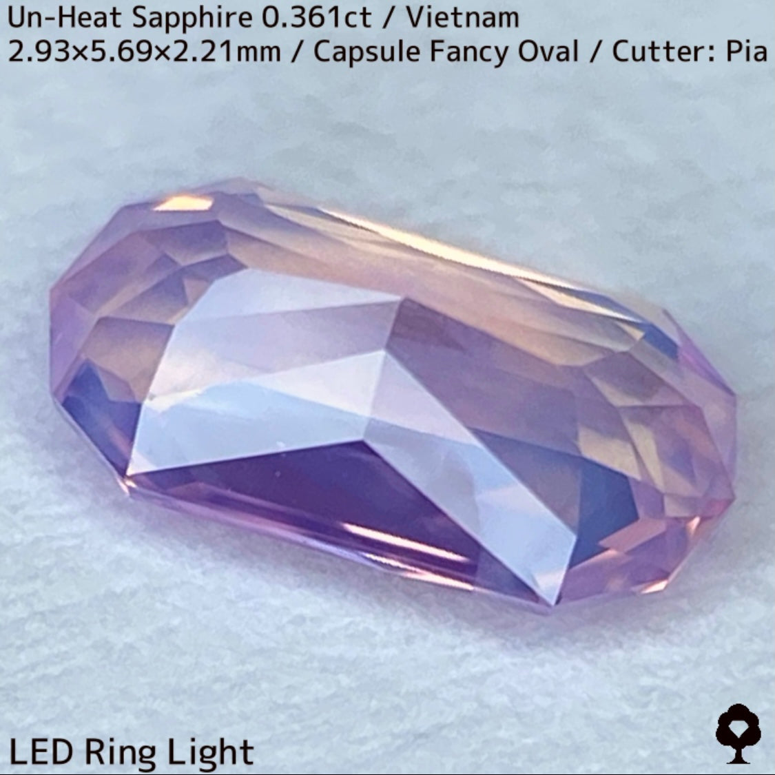 ベトナム産非加熱サファイア0.361ct★シルキーパープリッシュピンクとシルキーイエローのほんのりバイカラーが可愛い
