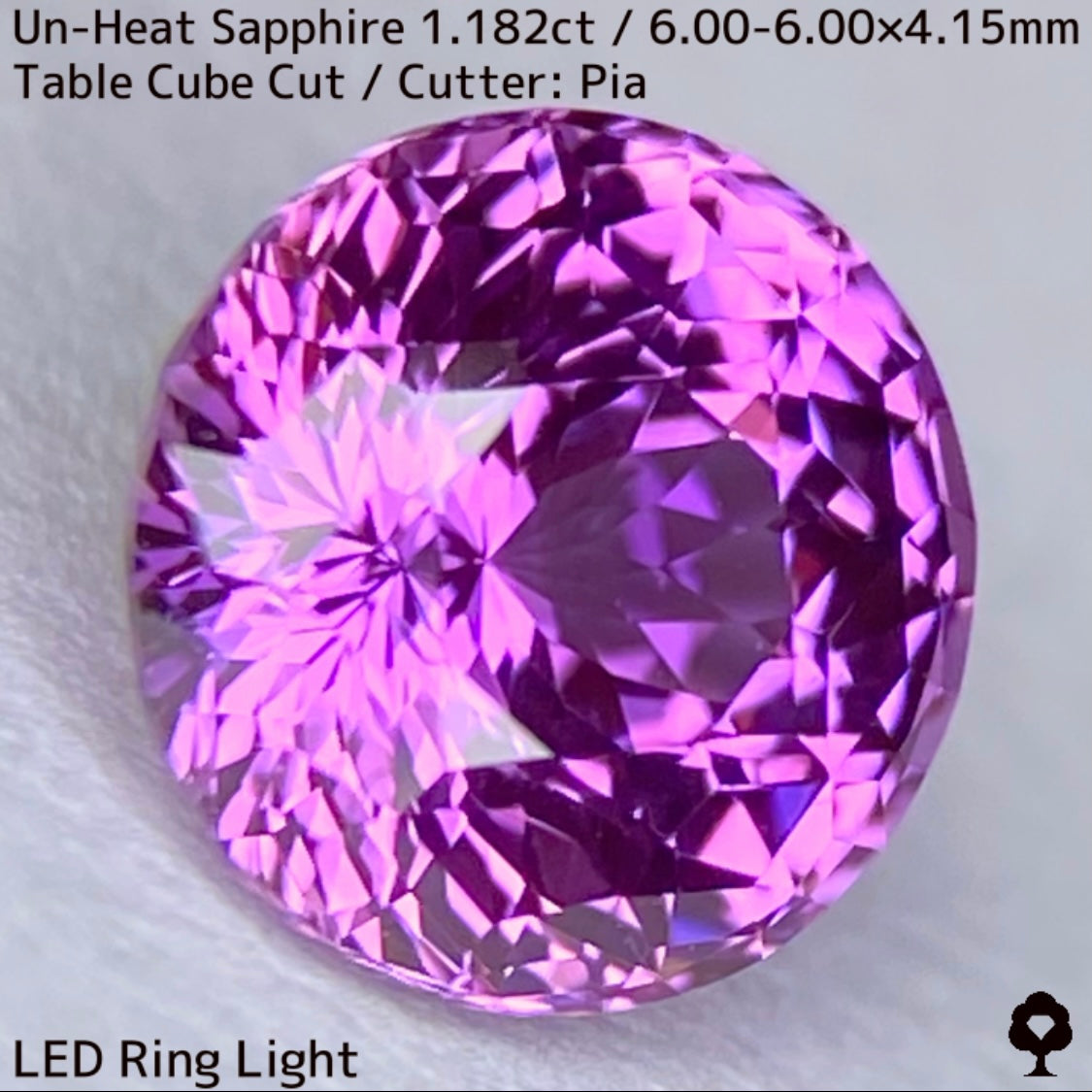 1.182ct unheated Sri Lankan sapphire ★ Flower cut in full bloom with blazing purple and pink