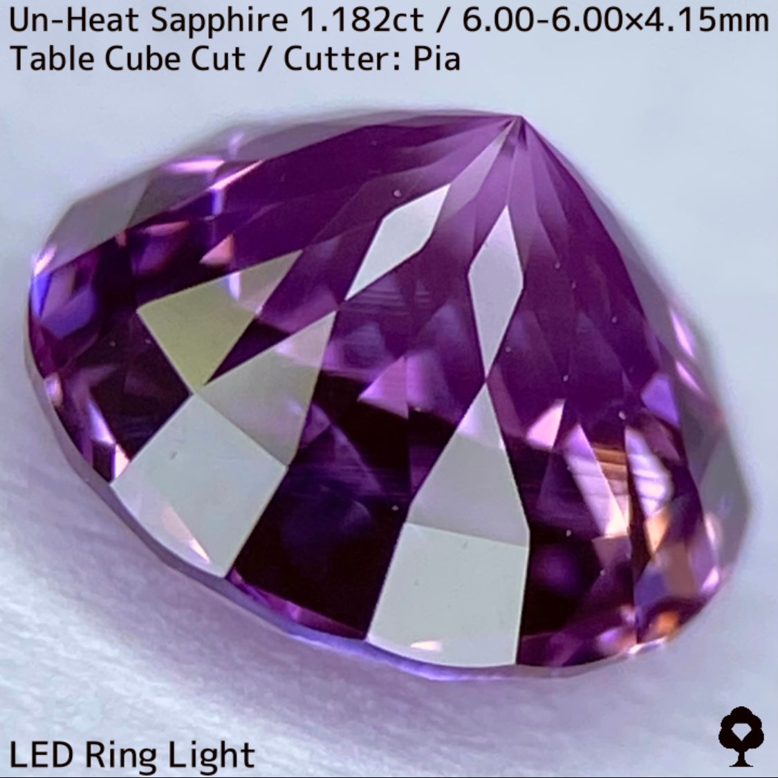 1.182ct unheated Sri Lankan sapphire ★ Flower cut in full bloom with blazing purple and pink