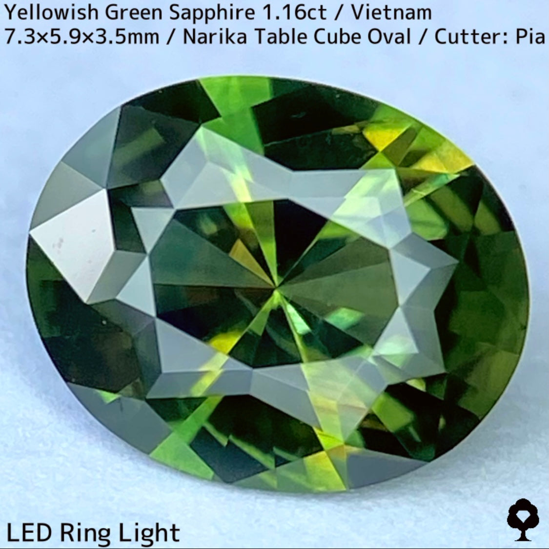 【ご当選者さま専用】ベトナム産イエローイッシュグリーンサファイア1.16ct★ベトナム南部産出の黄色と緑のパーティ感あるナリカーカット
