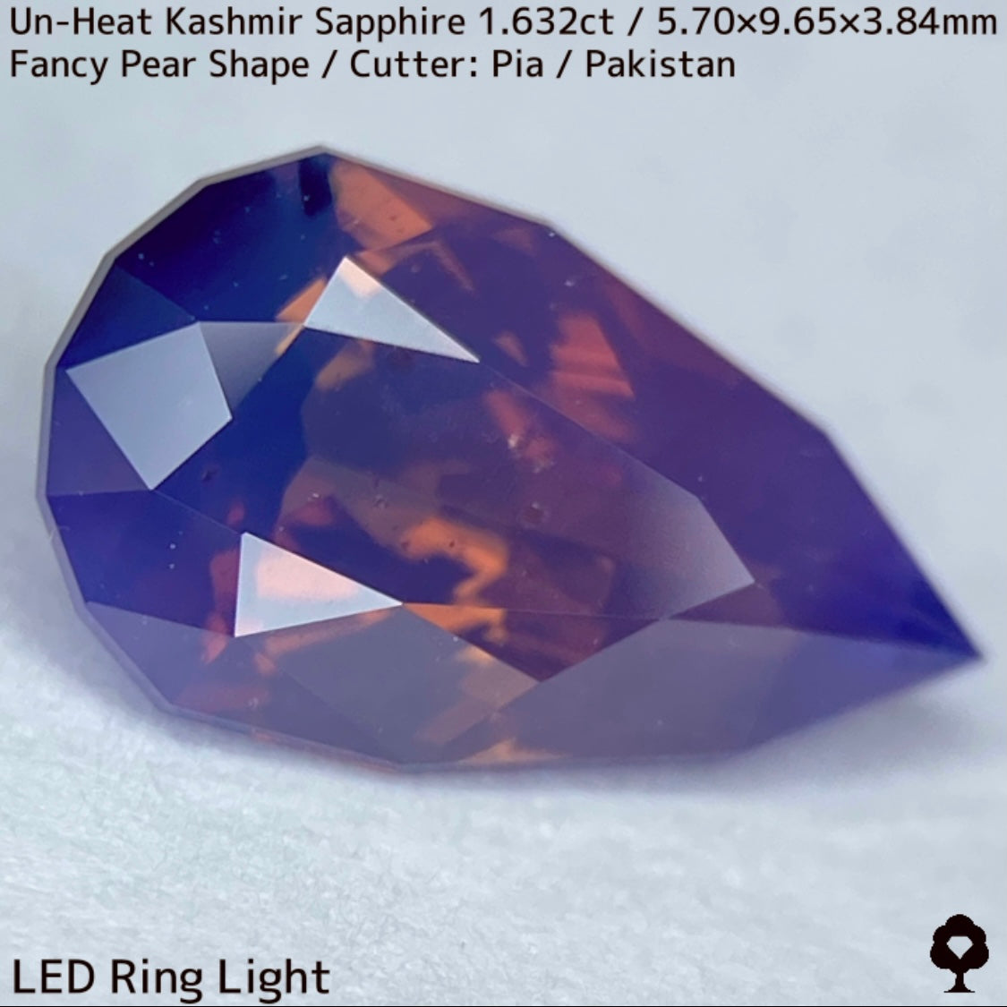 1.632ct unheated Kashmir sapphire from Pakistan ★ A beautiful gem with orange sparkle and blue bleed into fuchsia purple