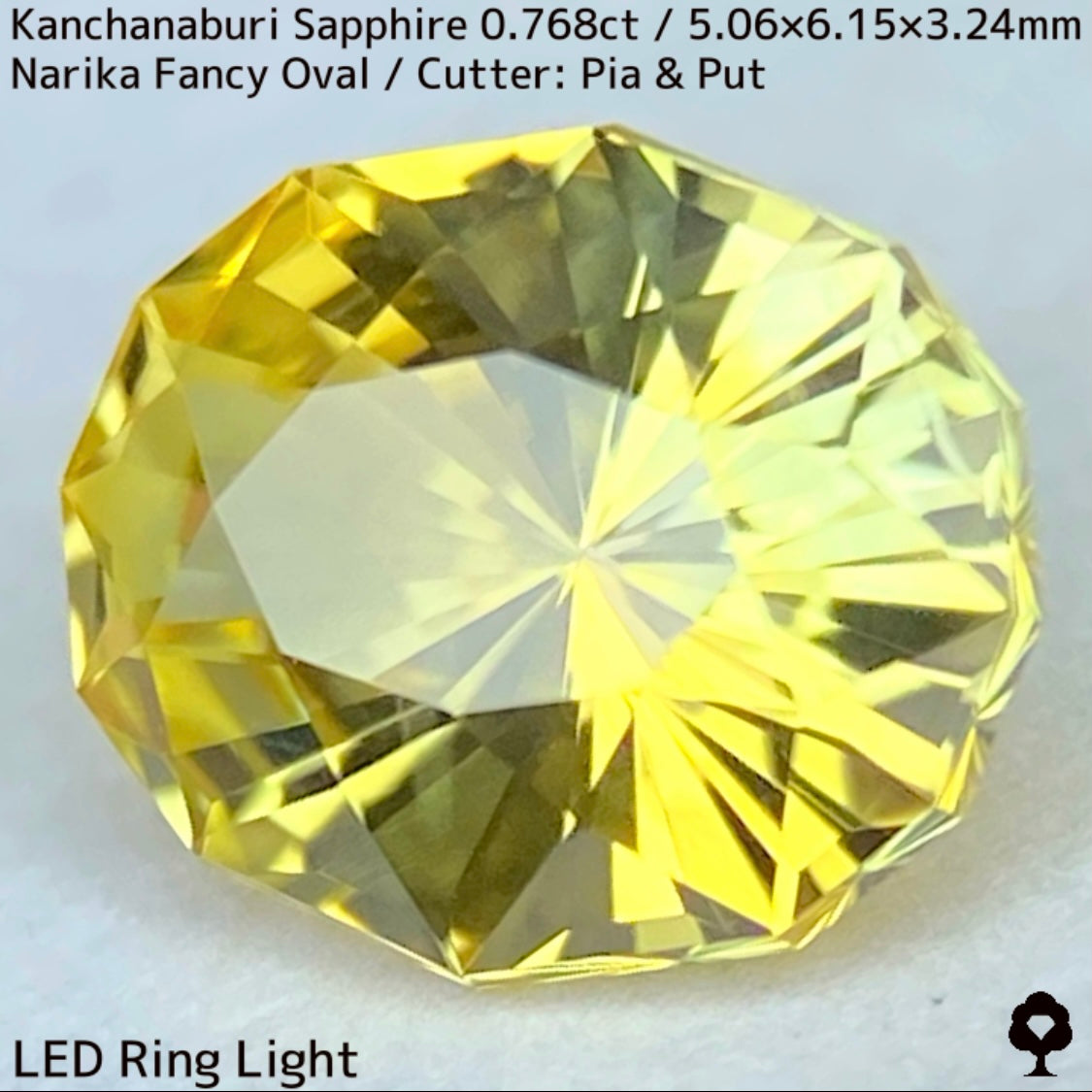 Kanchanaburi sapphire 0.768ct ★ Narika cut with a light gold sparkle and a hint of greenish