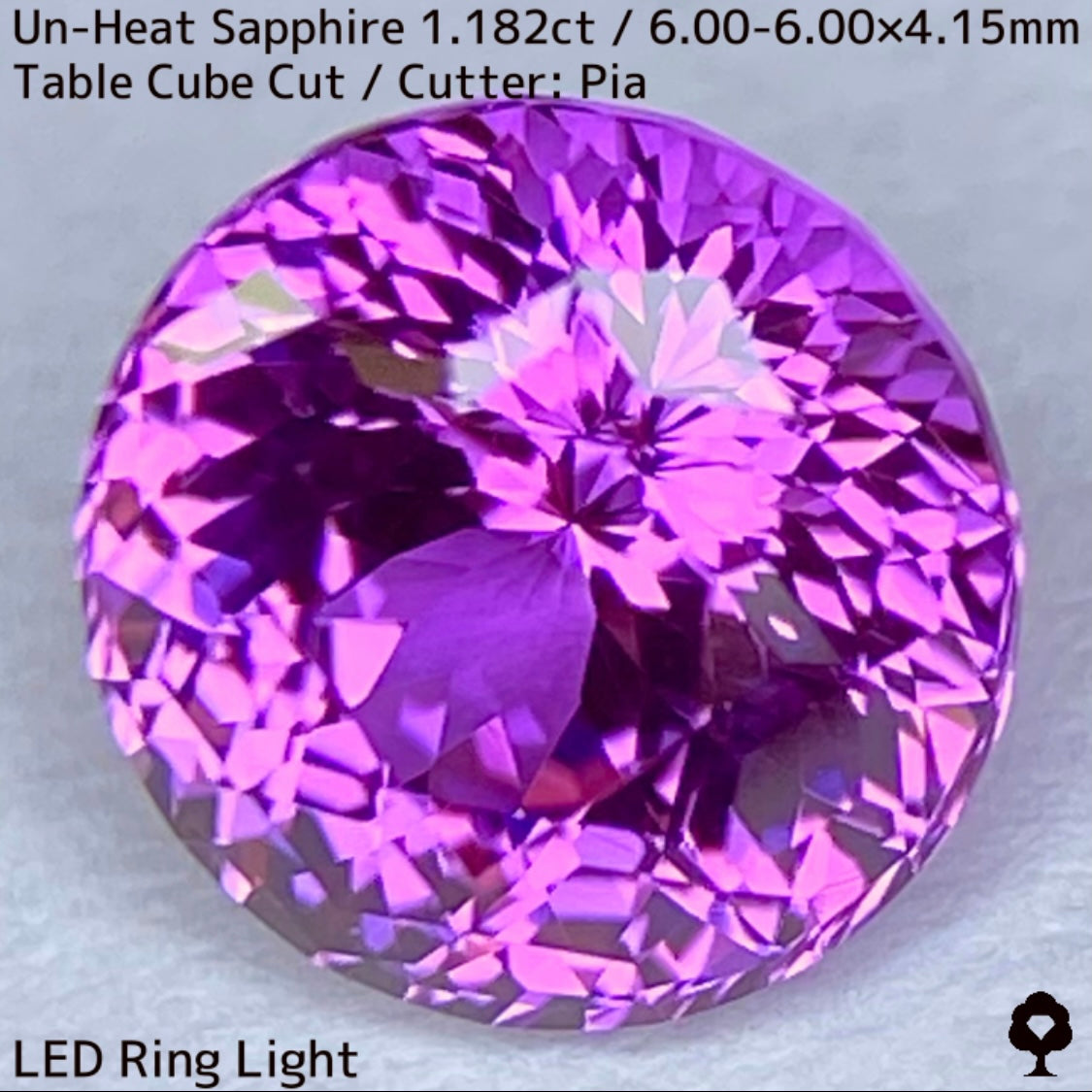 1.182ct unheated Sri Lankan sapphire ★ Flower cut in full bloom with blazing purple and pink