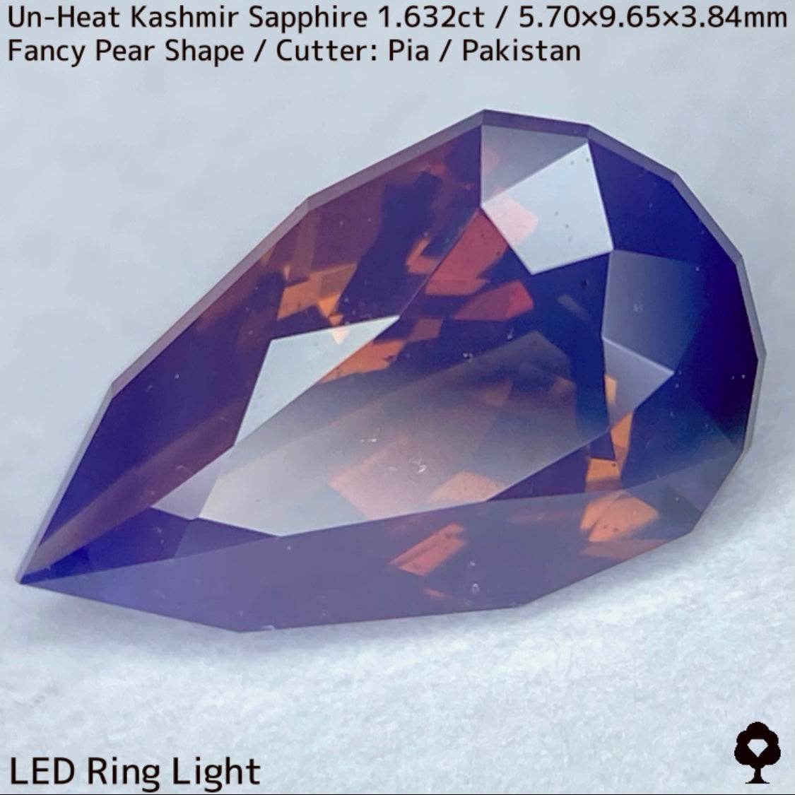 1.632ct unheated Kashmir sapphire from Pakistan ★ A beautiful gem with orange sparkle and blue bleed into fuchsia purple