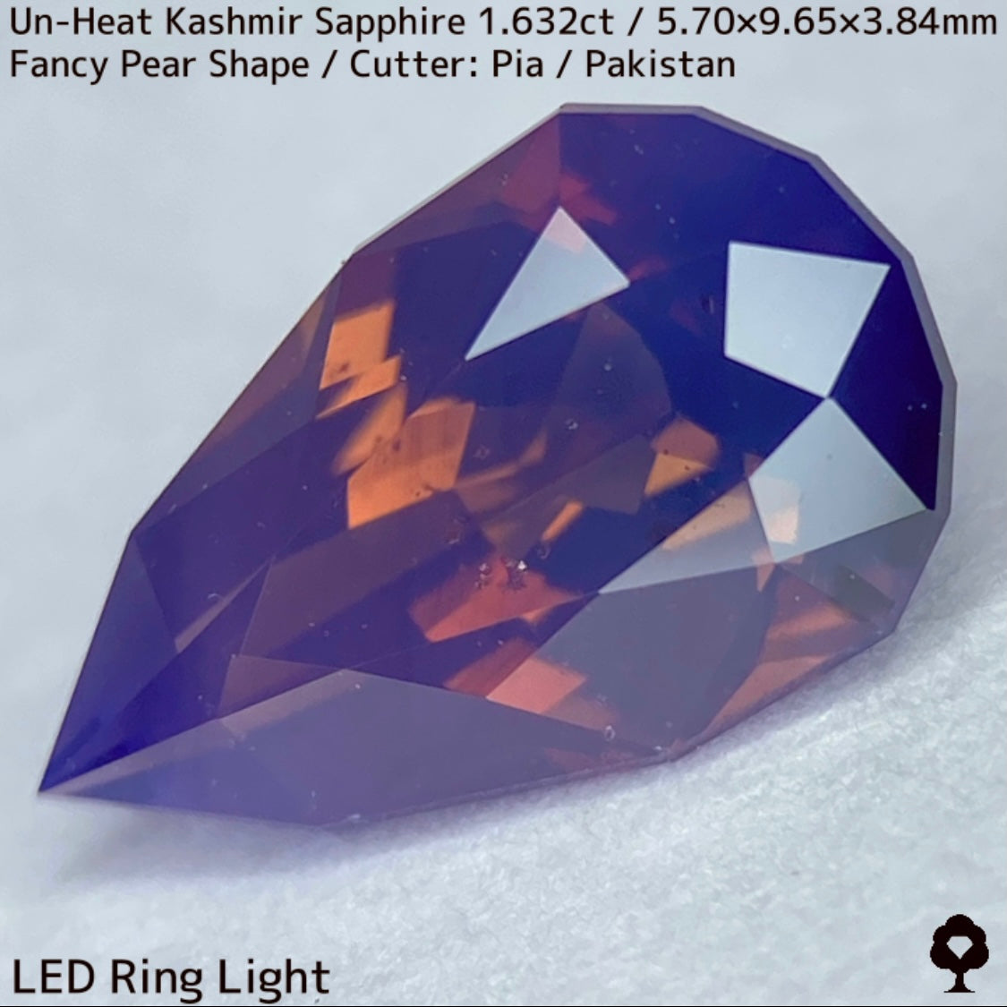 1.632ct unheated Kashmir sapphire from Pakistan ★ A beautiful gem with orange sparkle and blue bleed into fuchsia purple