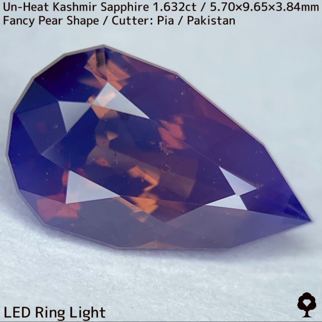 1.632ct unheated Kashmir sapphire from Pakistan ★ A beautiful gem with orange sparkle and blue bleed into fuchsia purple