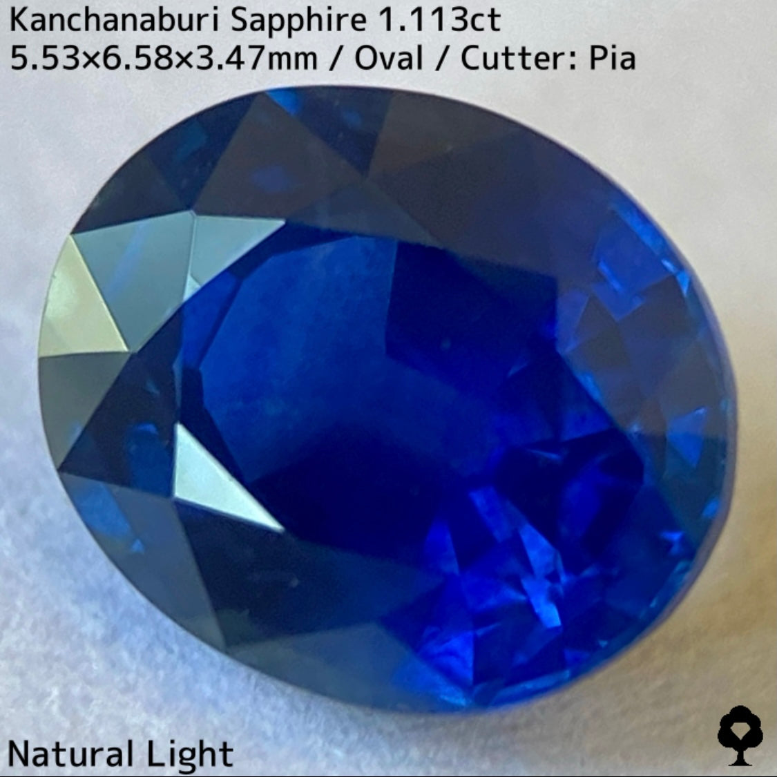 Kanchanaburi sapphire 1.113ct ★ A rare 1ct+ sapphire with a silky, slightly greenish blue color typical of Kanchanaburi