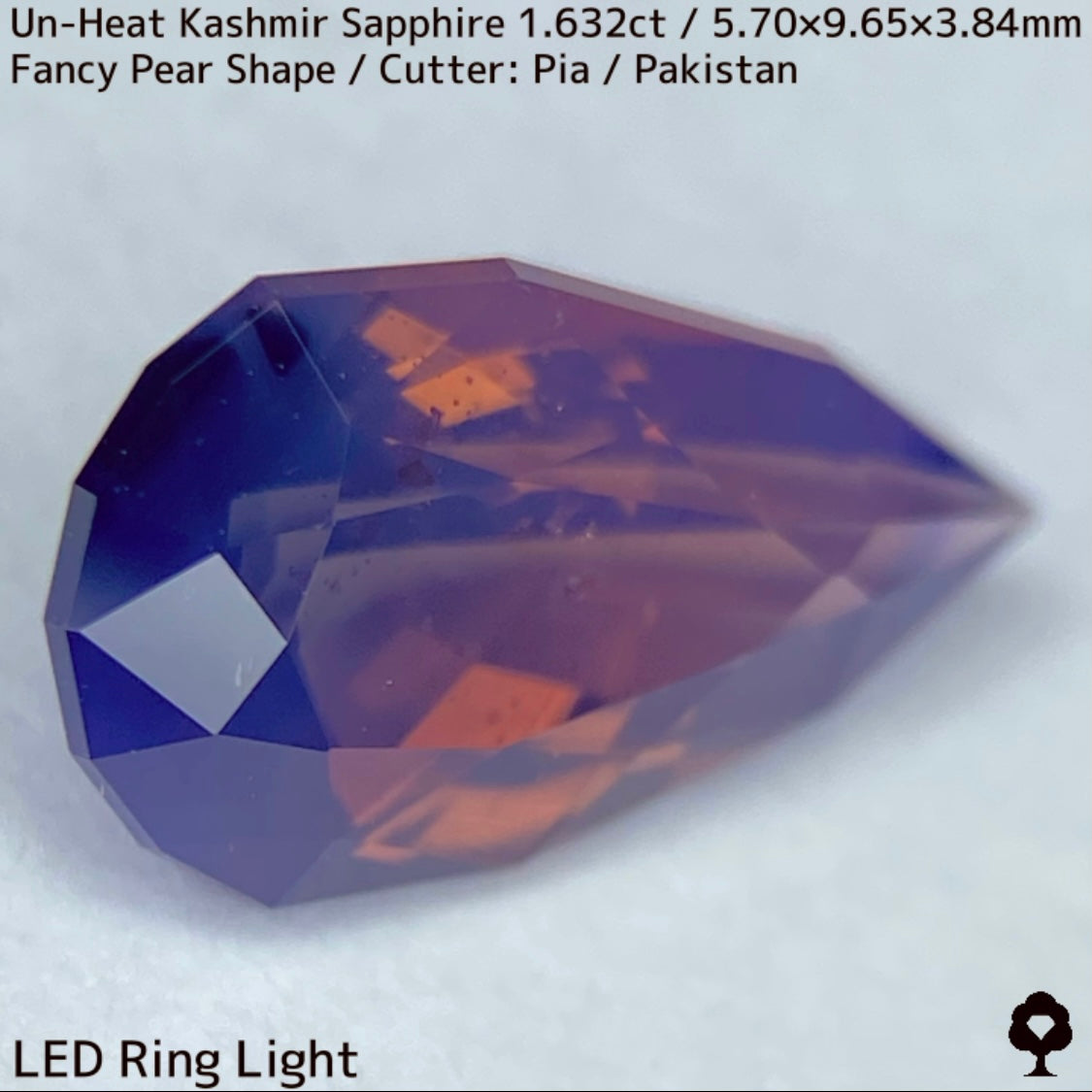 1.632ct unheated Kashmir sapphire from Pakistan ★ A beautiful gem with orange sparkle and blue bleed into fuchsia purple