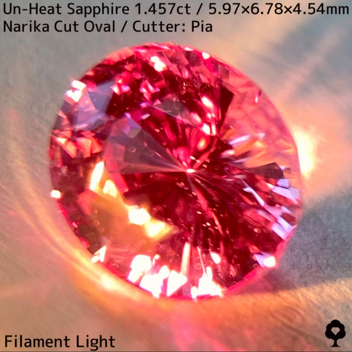 1.457ct unheated Sri Lankan sapphire ★ Unheated and rare, the classic pink color sparkles with a sharp Narika cut