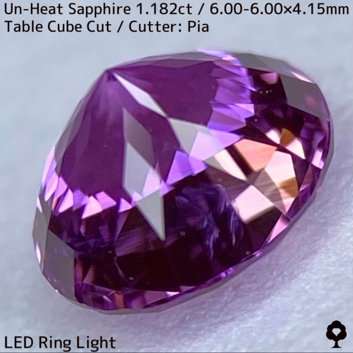 1.182ct unheated Sri Lankan sapphire ★ Flower cut in full bloom with blazing purple and pink