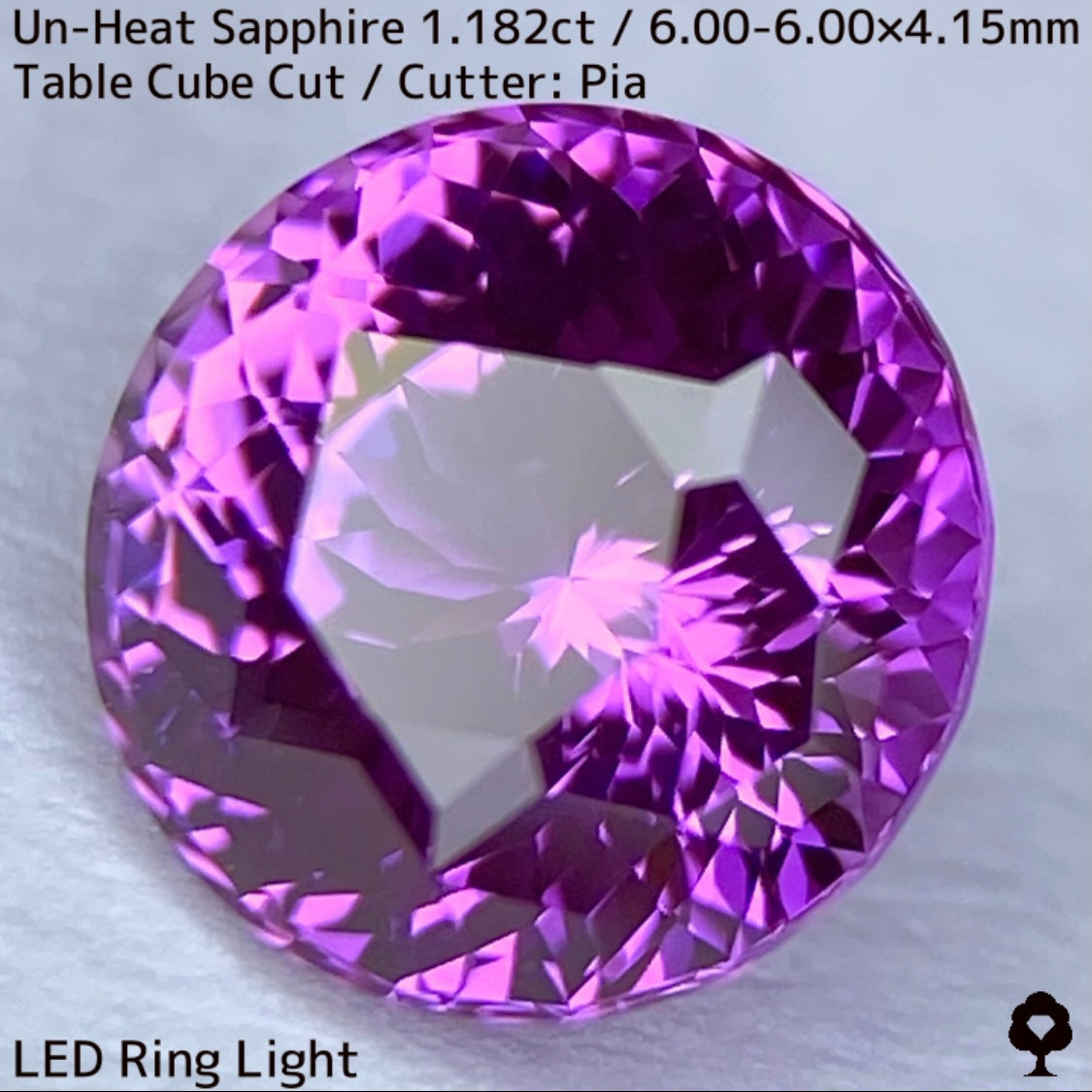 1.182ct unheated Sri Lankan sapphire ★ Flower cut in full bloom with blazing purple and pink