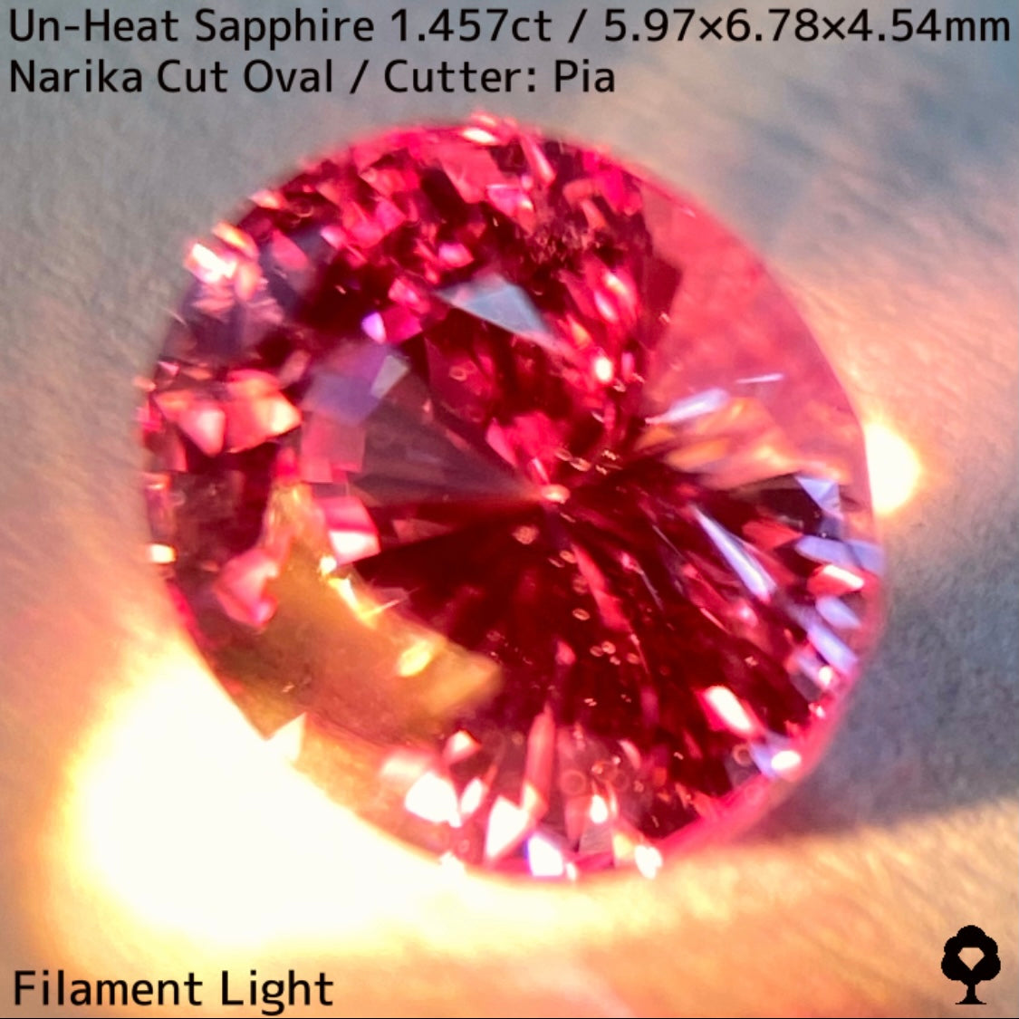1.457ct unheated Sri Lankan sapphire ★ Unheated and rare, the classic pink color sparkles with a sharp Narika cut