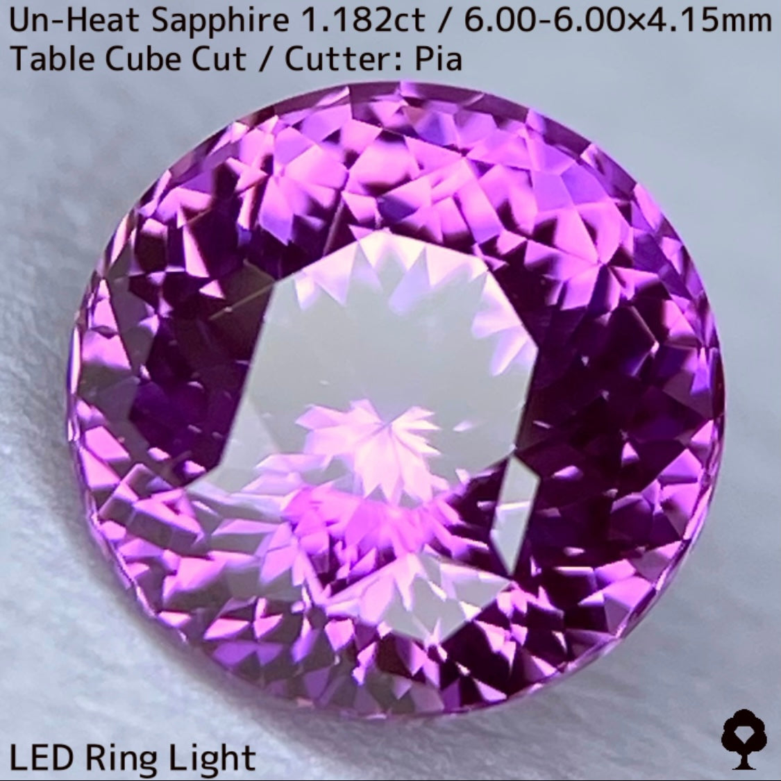 1.182ct unheated Sri Lankan sapphire ★ Flower cut in full bloom with blazing purple and pink