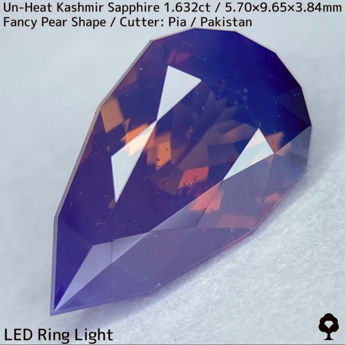 1.632ct unheated Kashmir sapphire from Pakistan ★ A beautiful gem with orange sparkle and blue bleed into fuchsia purple