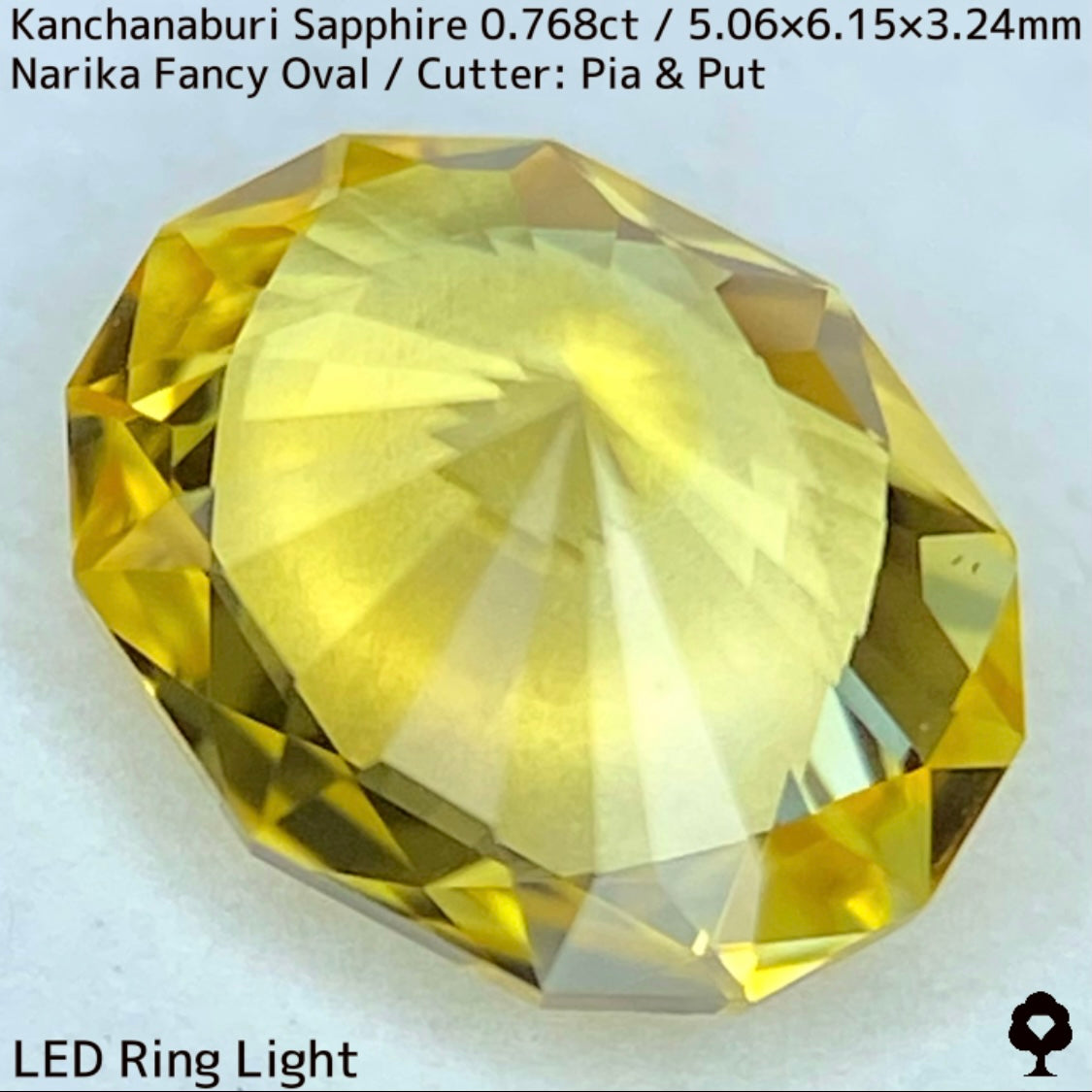Kanchanaburi sapphire 0.768ct ★ Narika cut with a light gold sparkle and a hint of greenish
