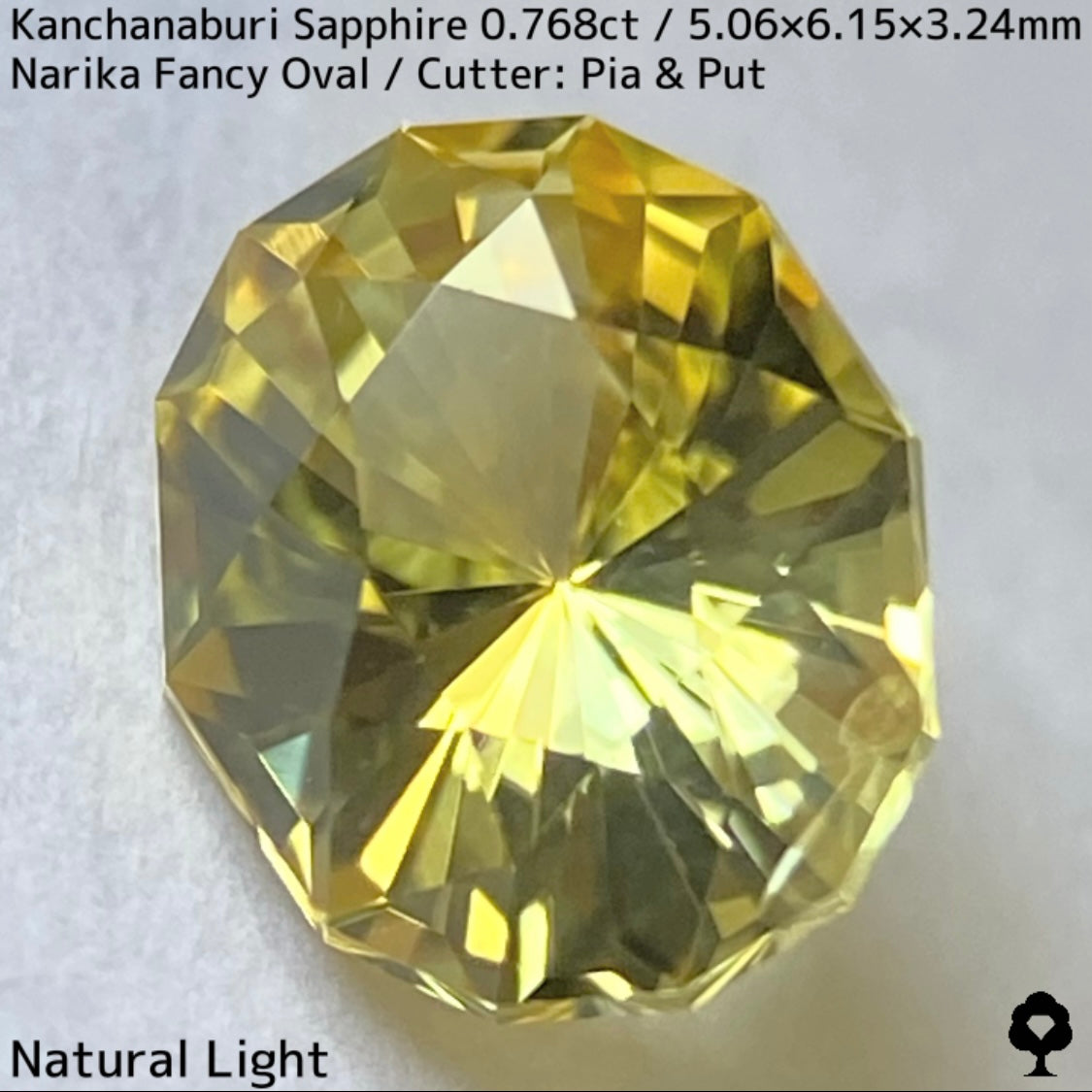 Kanchanaburi sapphire 0.768ct ★ Narika cut with a light gold sparkle and a hint of greenish