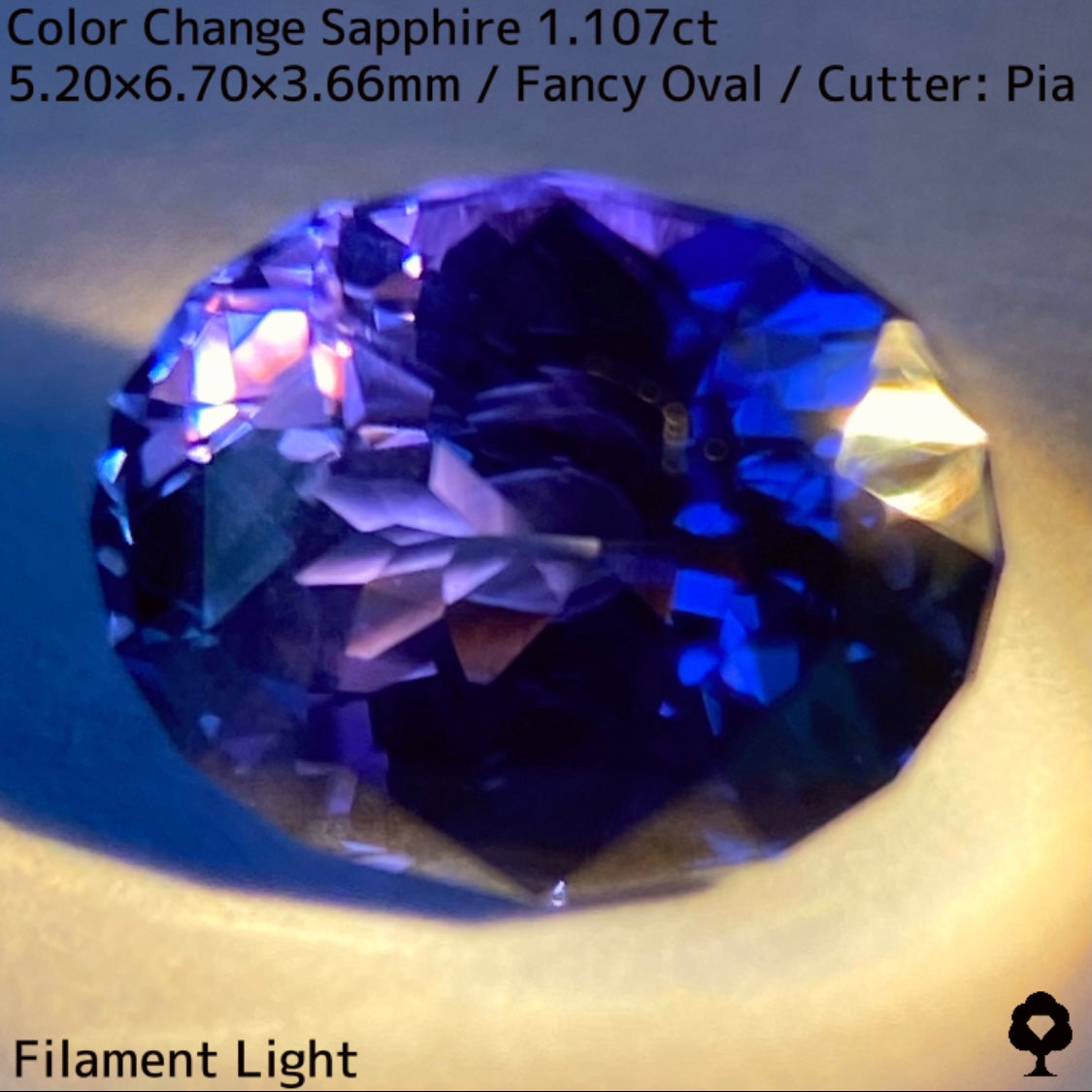 Tanzania color change sapphire 1.107ct ★ Beautiful color change multicolor crystal with a mix of blue, purple, and greenish blue