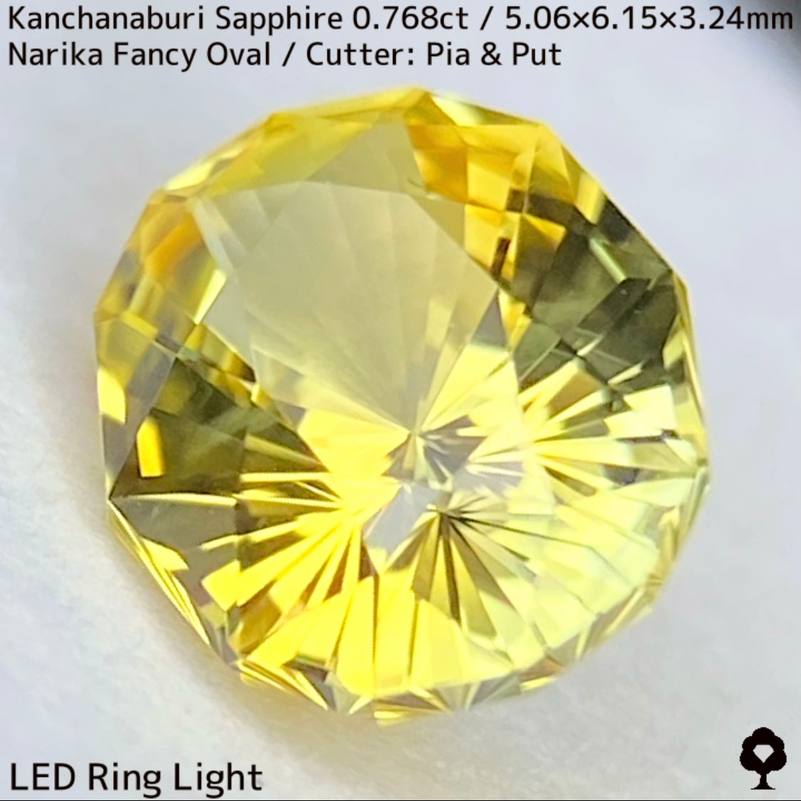 Kanchanaburi sapphire 0.768ct ★ Narika cut with a light gold sparkle and a hint of greenish