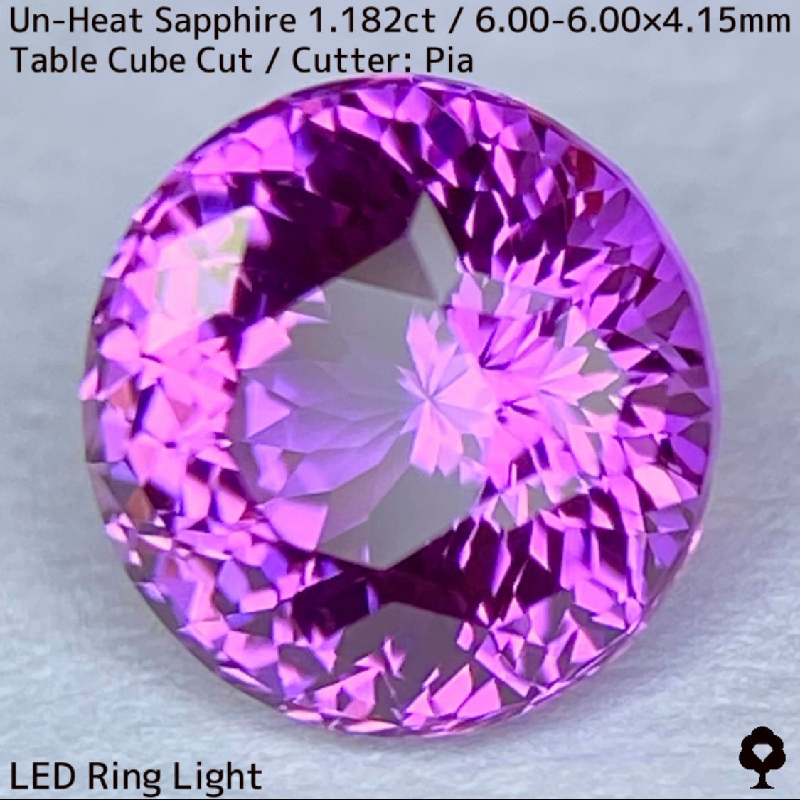 1.182ct unheated Sri Lankan sapphire ★ Flower cut in full bloom with blazing purple and pink