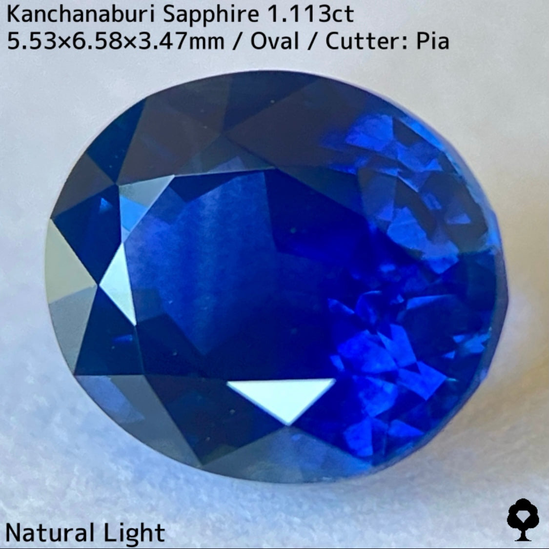Kanchanaburi sapphire 1.113ct ★ A rare 1ct+ sapphire with a silky, slightly greenish blue color typical of Kanchanaburi