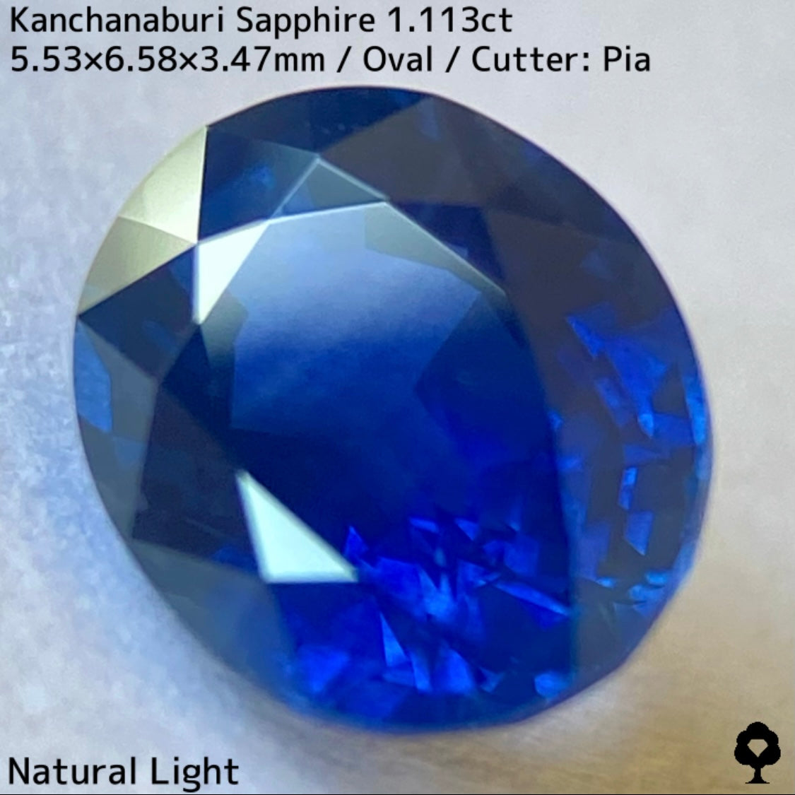 Kanchanaburi sapphire 1.113ct ★ A rare 1ct+ sapphire with a silky, slightly greenish blue color typical of Kanchanaburi