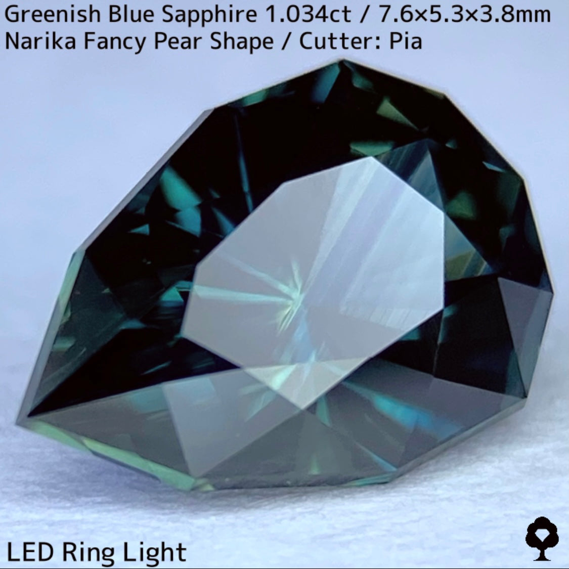 Greenish blue sapphire 1.034ct ★ Beautiful teal blue Narika cut with a sharp sparkle