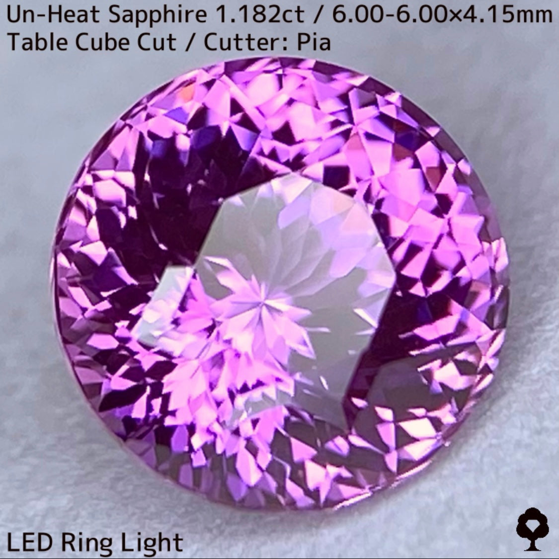1.182ct unheated Sri Lankan sapphire ★ Flower cut in full bloom with blazing purple and pink