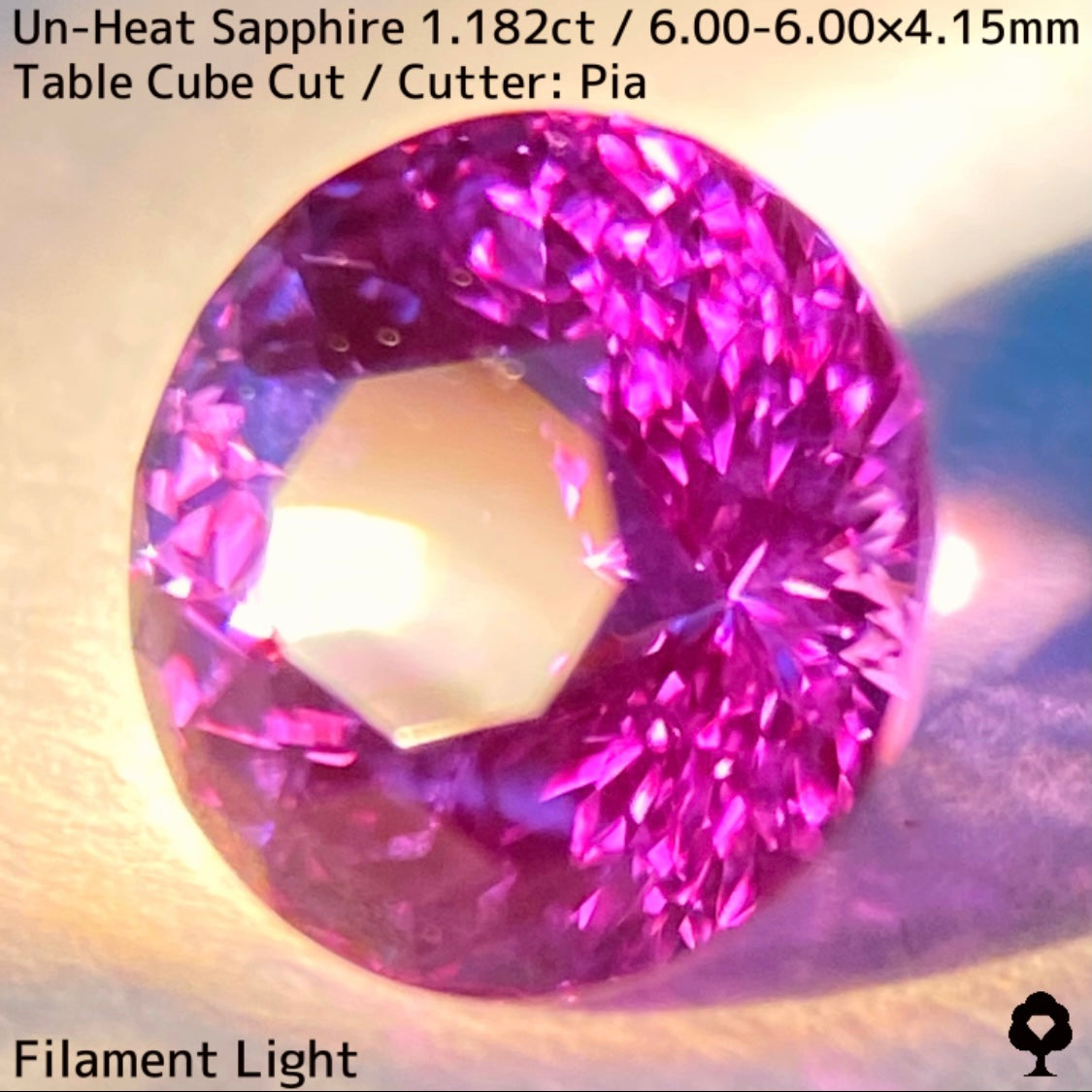 1.182ct unheated Sri Lankan sapphire ★ Flower cut in full bloom with blazing purple and pink
