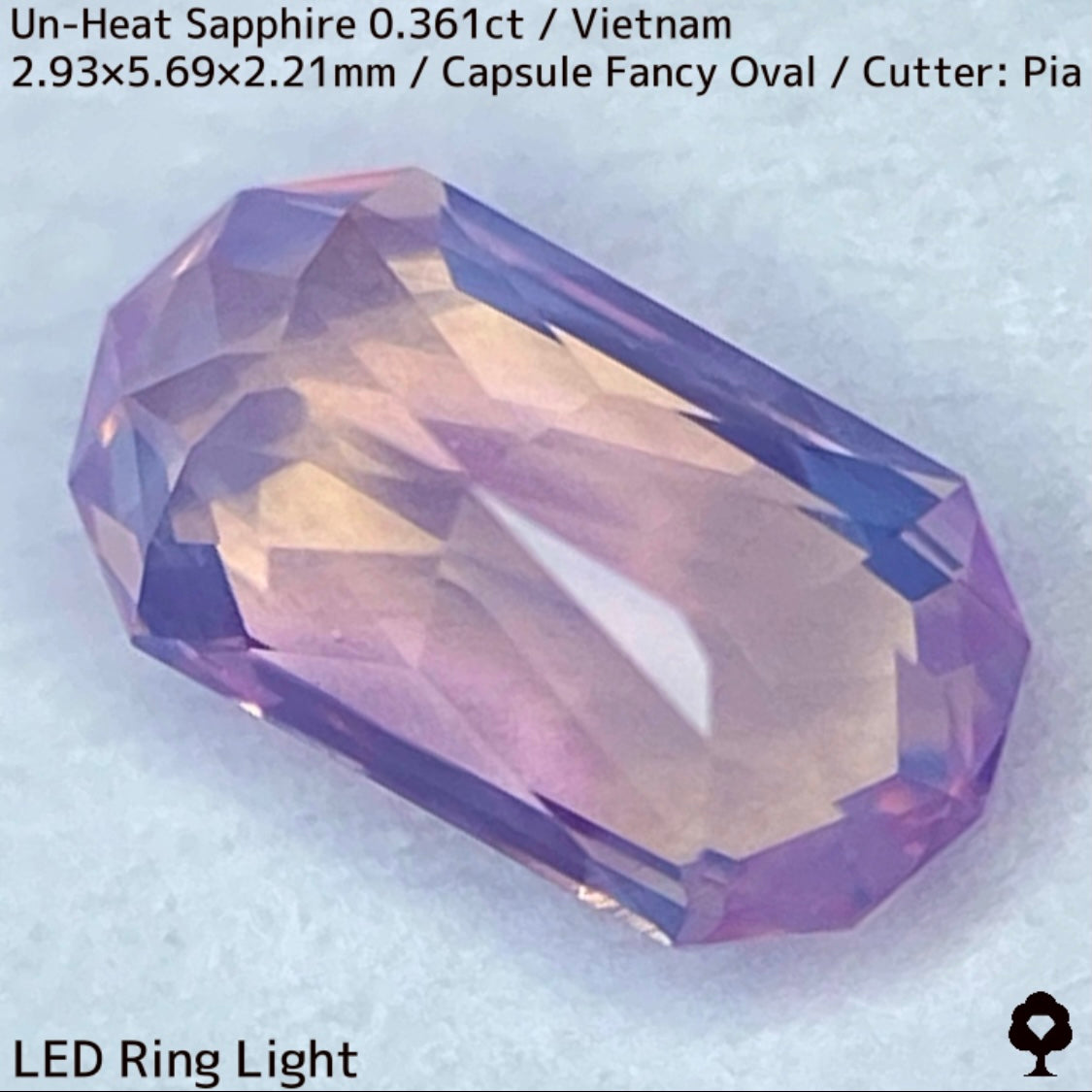 ベトナム産非加熱サファイア0.361ct★シルキーパープリッシュピンクとシルキーイエローのほんのりバイカラーが可愛い