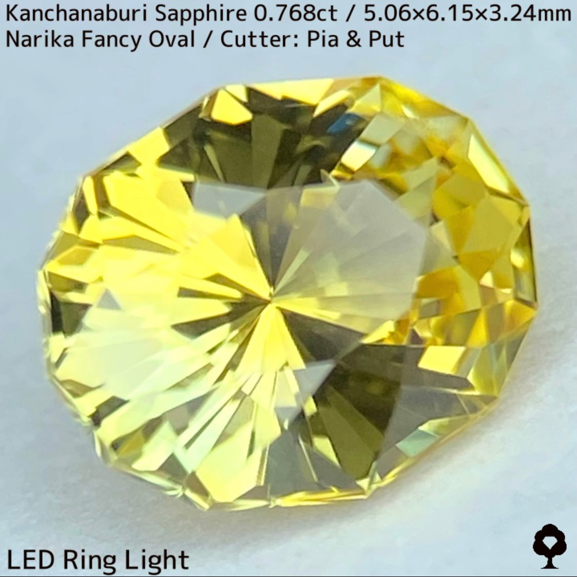 Kanchanaburi sapphire 0.768ct ★ Narika cut with a light gold sparkle and a hint of greenish