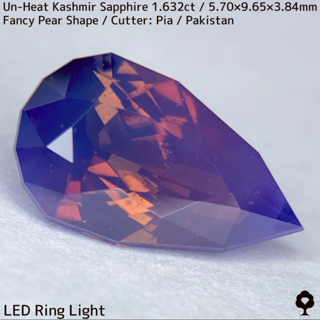 1.632ct unheated Kashmir sapphire from Pakistan ★ A beautiful gem with orange sparkle and blue bleed into fuchsia purple